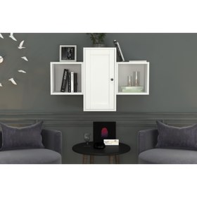 Resim Kitaplikli Dolapli Ikili Duvar Rafi 100 Cm Beyaz Dvr-1034 