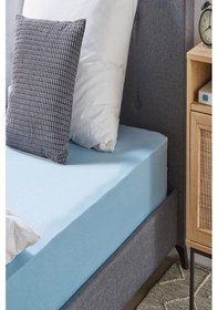 Resim 2 Adet Düz Pamuklu Tek Kişilik 80 X 200 X 30 Cm Lastikli Penye Çarşaf Mavi 