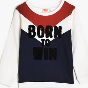 Resim Erkek Bebek Pamuklu Slogan Baskılı Sweatshirt 