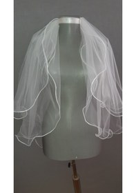 Resim Suzanna Moda Şerit Kıvrımlı Dalgalı 3mt Eninde Taraklı Hayal Tül Gelin Duvak Çift Kat 70x60 Cm Boyunda Krem 