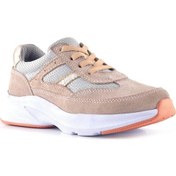 Resim Rakerplus Hakiki Deri Anatomik Pudra Lastik Bağcıklı Hafif Kız Çocuk Günlük Ayakkabı Pudra 