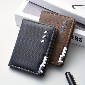 Resim Erkekler için Ultra İnce Moda Cüzdanı | Çoklu Kart Tutucu ile Suni Deri Çift Kanat Tasarımı | Siyah Kabarık ve Dokulu Sentetik | Günlük Kullanım ve Hediye İçin İdeal | Kredi Kartı ve Sürücü Belgesi Yuvaları, Kredi Kartı Tutucu | Şık Cüzdan | Polyester Cüzdan, Küçük Cüzdan 