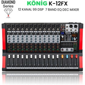 Resim König K-12FX 12 Kanal Dec Mixer Diamond Serisi 
