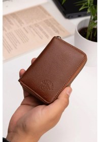 Resim Erkek Hakiki Deri Cüzdan Ve Kartlık - New063 Taba 