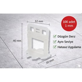 Resim Fayans Seviye Tespit Derz Artısı Klipsi 1 Mm 100 Adet Seramik Eşitleme Sistemi Ayar Aparatı 