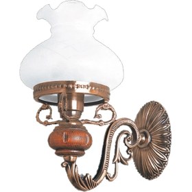 Resim Avize Çarşısı Aladdin Eskitme Ahşap-Metal Gövde, Beyaz Camlı, Duvar Aplik BS.2009-62-09 B 