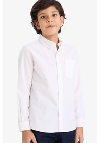 Resim DeFacto Erkek Çocuk Polo Yaka Oxford Uzun Kollu Basic Düz Gömlek W3215A625SMWT34 
