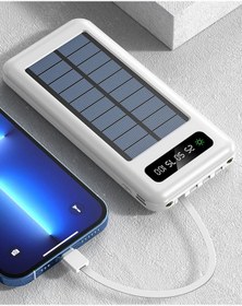 Resim pazariz 20000 Mah Powerbank Göstergeli Powerbank Solar Powerbank Güneş Enerjili Fenerli 4 Çıkışlı 