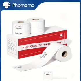 Resim Phomemo Yüksek Kaliteli Termal Etiketler, 1.18"x0.98" (30x25mm+45mm), Kendinden Yapışkanlı Takı Fiyat Etiketleri M100/M110/M250/M220/M260/M108 için, 100 adet x 3 Rulo, Beyaz Kırmızı ve Siyah Metin ile, Küçük Eşyalar, Takı Fiyatlandırma için İdeal, Profesyonel Görünüm, Kolay Uygulama 