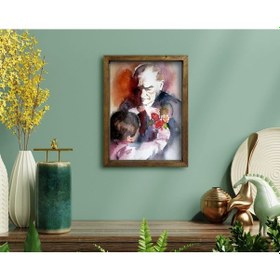 Resim Bk Home Atatürk Tasarımlı Doğal Masif Ahşap Çerçeveli Tablo-7 (551056095) 