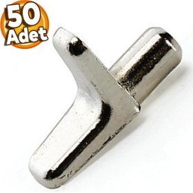 Resim Badem10 Raf Pimi Düz Cam Ahşap Metal Raf Tutucu Çivisi Mobilya Dolap Pimi (50 Adet) 