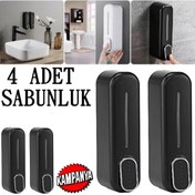 Resim mrtbilisim Yeni Model Sabunluk 350 Ml Duvara Monte Sıvı Sabunluk Şampuan Şişesi Soap Dispenser 4 Adet 