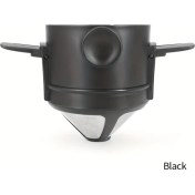 Resim Xuweiwei Siyah 1 Adet Paslanmaz Çelik Katlanır Kahve Filtresi Taşınabilir Kulak Askılı Seyahat Fincanı 