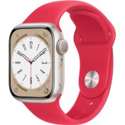 Resim Apple Watch Series 8 Gps + Cellular 41MM (Product)Red Aluminium Case With (Product)Red Sport Band - Regular - MNJ23TU/A 