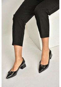 Resim Fox Shoes Y820771260 Siyah Rustik Alçak Topuklu Kadın Ayakkabı Siyah 
