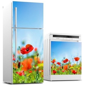 Resim Buzdolabı Ve Bulaşık Makinası Beyaz Eşya Sticker Kaplama Gelincik 