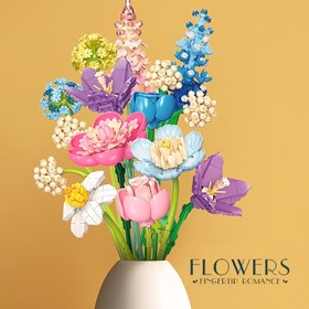 Resim 865 Parça Ev Dekorasyonu Yaratıcı Yapı Blokları Oyuncaklar, Vazo Yapı Blokları Süsler, Çeşitli Renklerde Yapraklar, Güzel Yapı Blokları Süsler, Noel/Halloween/Sevgililer Günü/Yeni Yıl Hediye Kategorisi 