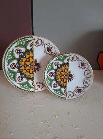 Resim Fermato 12 Parça 6 Kişilik Porselen Pasta Ve Servis Tabağı Seti Verde Serisi Çok Renkli 