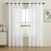 Resim 2 adet Zarif Beyaz Dantel Perde - Çiçek İşlemi ile, Hafif Polyester, Yarı Şeffaf, Kolay Kurulumlu Grommet Üstü Yatak Odası, Oturma Odası veya Veranda için - Çağdaş, Ülke, Çiftlik ve Otel Dekoru için İdeal, Yatak Odası Dekoru | Çiçek İşlemi Perdeler | Hafif Perdeler 