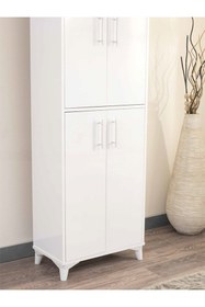 Resim Kar mobilya Aksesuar Kar Mobilya 4 Kapaklı 6 Raflı Banyo Kiler Mutfak Dolabı Beyaz 