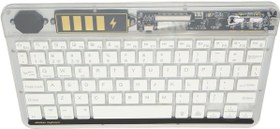Resim TezMax Sprange L10 10.1" Uyumlu Kablosuz Bluetooth Şarjlı Transparan Rgp 7 Renk Işıklı Klavye - Beyaz 