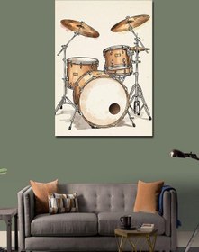 Resim Kanvas Tablo Klasik Akustik Davul Seti, 50 x 70 
