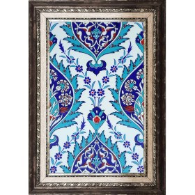 Resim Armada Çini 25x40 Cm SP 417 Mavi Göbekli Kütahya İznik Çini Pano 