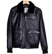 Resim Deri LAB Siyah Pilot Kürklü Deri Mont 