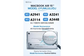 Resim Novstrap Apple MacBook Air 15 Inç A2941 A3114 A3241 A3448 (M2 M3 M4 M5) ile Uyumlu Türkçe Q Gri Füme Silikon Klavye Koruyucu Kılıf 