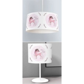 Resim Çocuk Odası Şık Dijital Baskılı Sarkıt ve Masaüstü Abajur Seti 