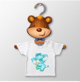 Resim Kişiye Özel Sevimli Ayıcık Tasarımlı Ahşap Çocuk Elbise Askısı - Çok Renkli 