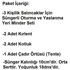 Resim Mandaş Süngerli 3 Kişilik Salıncak Minder Seti (Pamuklu Kumaş) Gri 