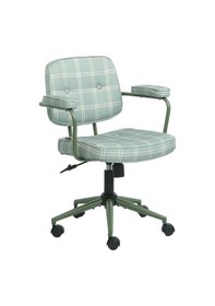 Resim Button Ekose Kumaş Ofis Ve Çalışma Sandalyesi Yeşil Yeşil 