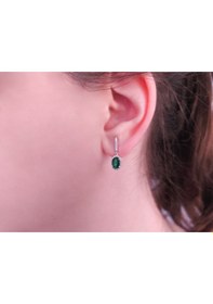 Resim Sirius Oval Zümrüt Ve Pırlanta Taşlı Küpe 0803E0004 