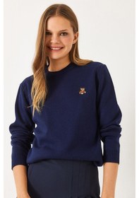 Resim Shade Kadınteddy Nakışlı Basic Kazak 20247602 - Lacivert 