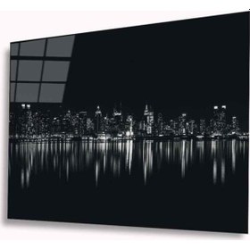 Resim Miyrem Glasses Collection -a1^ Gece Şehir Manzarası Cam Tablo 