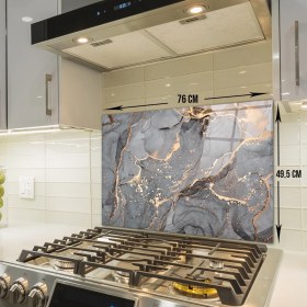 Resim Decorita Cam Ocak Arkası Koruyucu | Gri Gold Mermer | 