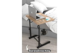 Resim Depolife Eğim yükseklik ayarlı laptop sehpası kahvaltı ders çalışma bilgisayar ofis yemek masası metal ayak 