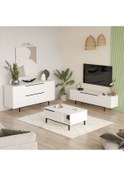 Resim Robin Home Lidya Tv Ünitesi Orta Sehpa Konsol 3'lü Set Beyaz 