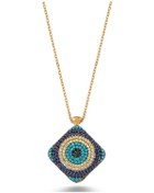 Resim Zirkon Taşlı Nazar Boncuğu Kolye (498587583) 