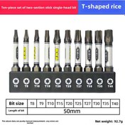 Resim Geeroyoo D2 Çelikten Yapılmış Dayanıklı Darbaya Dayanıklı Manyetik Uçlu Çoklu Tip T, H, Çapraz Tornavida Uç Takımı 10 Parça 