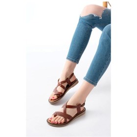 Resim 205-09 Koyu Kahve Ortopedik Hakiki Deri Kadın Sandalet Koyu Kahve 