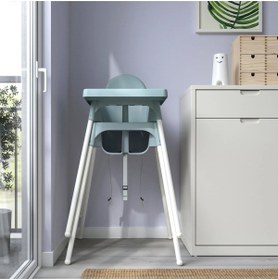 Resim IKEA Unisex Mavi Antilop Tepsili Mama Sandalyesi 