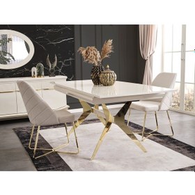 Resim Angel Açılır Yemek Masası + 6 Adet Sandalye Beyaz 