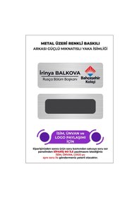 Resim Gümüş Metal Yaka İsimliği Mıknatıslı Kişiye Özel - Logolu 