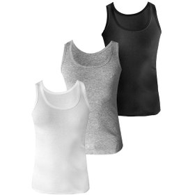 Resim Josejuan 3'lü Erkek Atlet %100 Pamuk Ribana 3200-siyah - Beyaz - Gri Melanj Siyah - Beyaz - Gri Melanj 