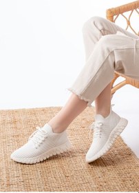 Resim Dm-501 Beyaz Bağcıklı Failon Taban Günlük Spor Ayakkabı Beyaz 