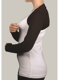 Resim Altobeh Uzun Kollu Kadın Tesettür İçe Giyilen Bolero - Koyu Kahverengi Çok Renkli 