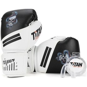 Resim Titan Sport Siyah Beyaz Yılan Kurukafa Desenli Boks Eldiveni 2'li Set Çok Renkli 