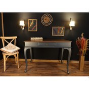 Resim Wooding-Mobilya Wooding 100 Cm Çekmeceli Masif Antrasit Ceviz Çalışma Masası 